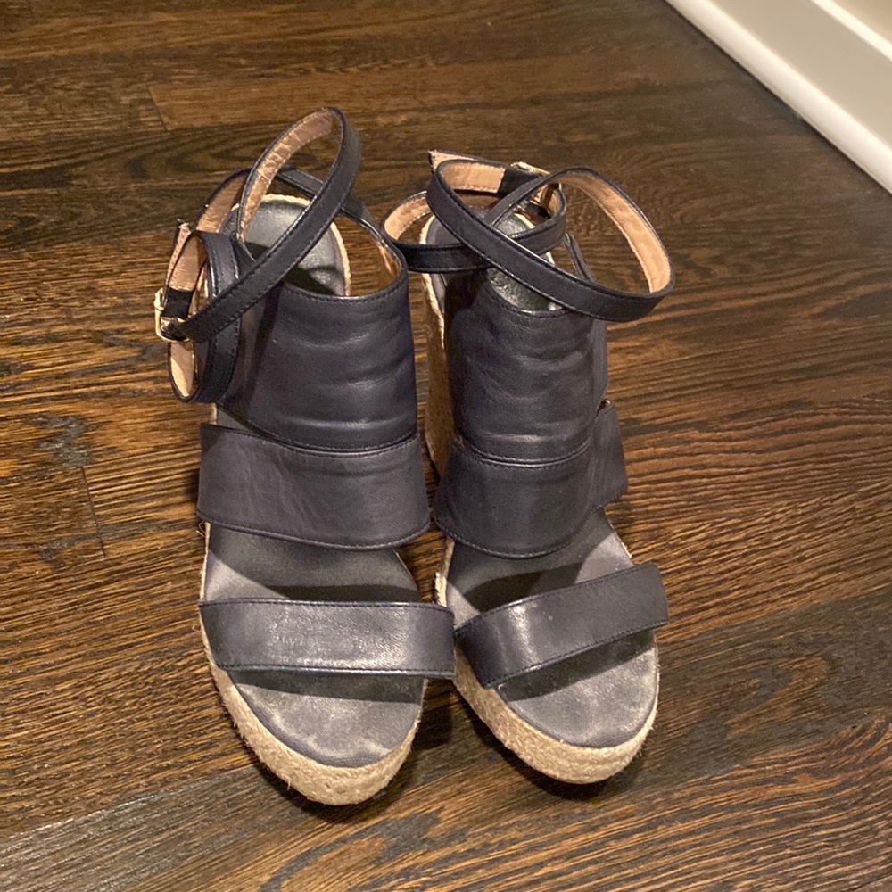 Betty Muller Leather Wedge Espadrilles